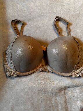 Victoria's Secret Shimmery Taupe Lace-Trim Push-Up Bra